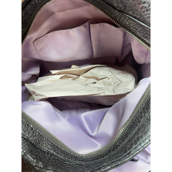 Coach Maggie Crinkle Gunmetal Silver Python Metallic Hobo Bag 13901 - Picture 4 of 15